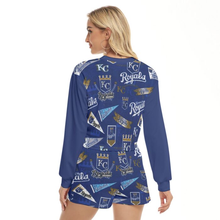 Kansas City Royals Women's Short Sweatshirt And Pants Suit - Image 4