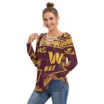 Washington Commanders Redskins Women's Long Sleeve Neckline Tie Sweatshirt - Image 3
