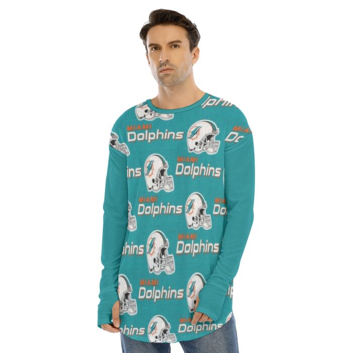 Miami Dolphins Zubaz All-Over Print Men's Fingerless Long Sleeve T-shirt - Image 2