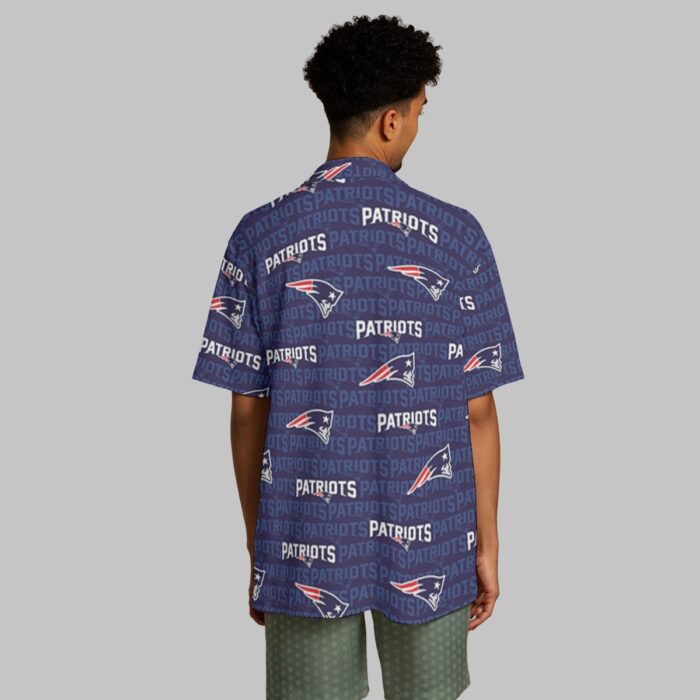 New England Patriots All-Over Print Men's Hawaiian Shirt With Button Closure - Image 1