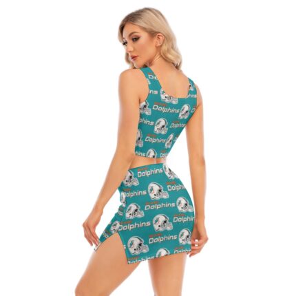 Miami Dolphins Zubaz All-Over Print Women's Camisole And Hip Skirt Suit