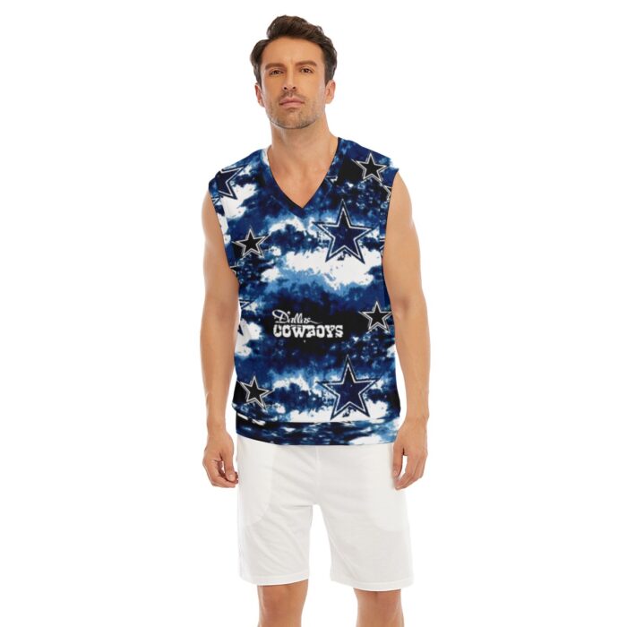 Dallas Cowboys Zubaz All-Over Print Men's Imitation Knitted V-neck Vest - Image 7