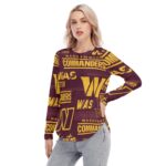 Washington Commanders Women's Raglan Sleeves U-Shaped Hem Long Sleeves Blouse - Image 2
