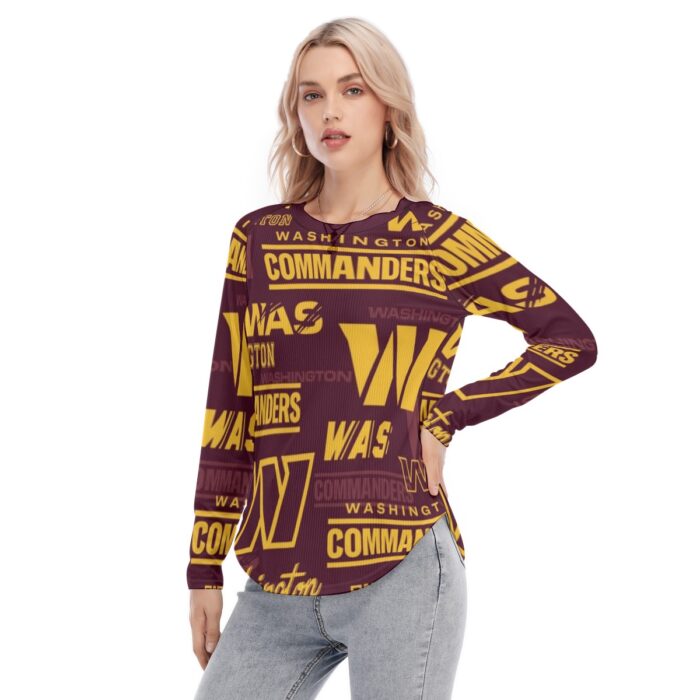 Washington Commanders Women's Raglan Sleeves U-Shaped Hem Long Sleeves Blouse - Image 2