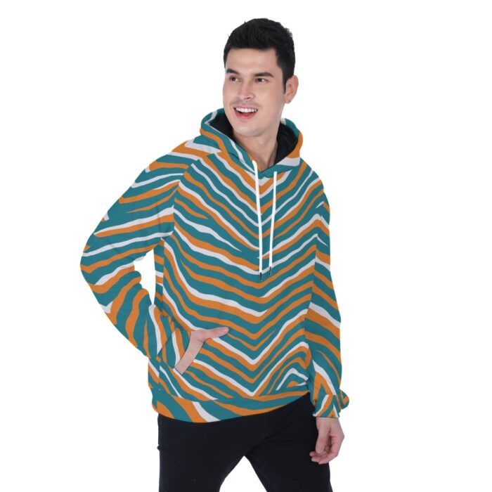 Miami Dolphins Zubaz All-Over Print Men's Heavy Fleece Raglan Hoodie - Image 2