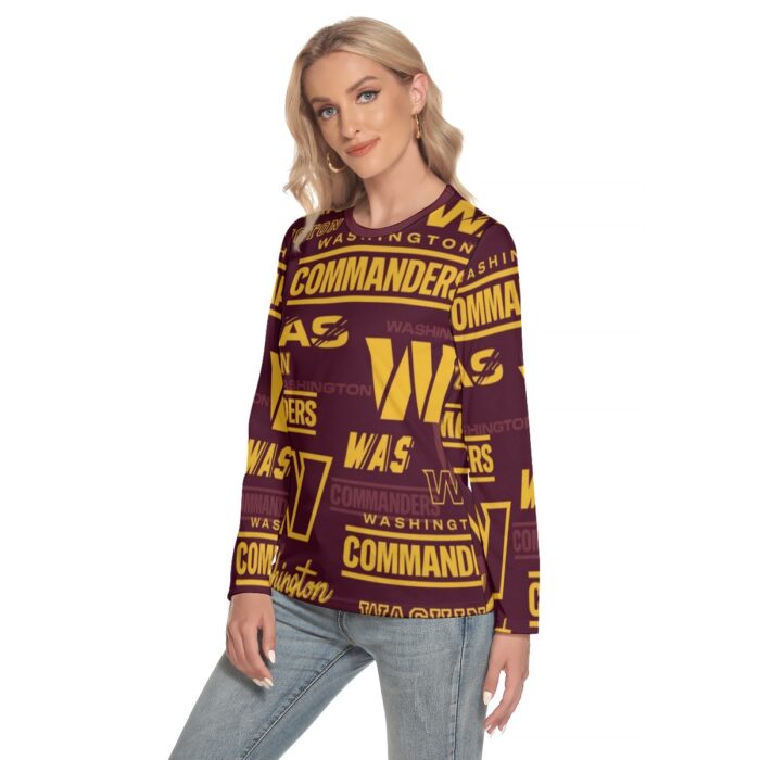 Washington Commanders Women's O-neck Long Sleeve T-shirt - Image 3