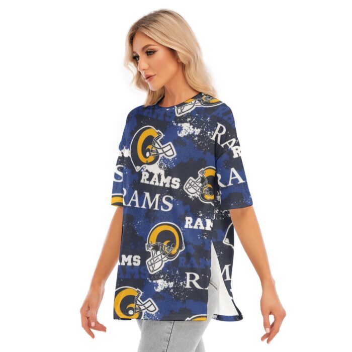 Los Angeles Rams  Women's Short Sleeves T-shirt With Hem Split - Image 3