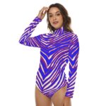 Buffalo Bills Zubaz All-Over Print Women's Stretchy Turtleneck Long Sleeve Bodysuit - Image 3