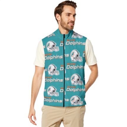 Miami Dolphins Zubaz All-Over Print Men's Stand-up Collar Vest