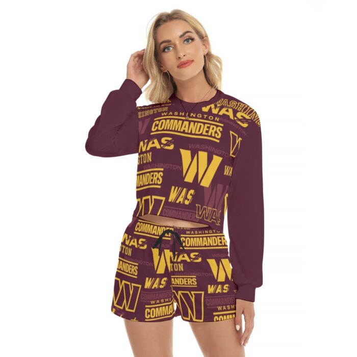 Washington Commanders Women's Short Sweatshirt And Pants Suit - Image 1
