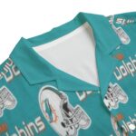 Miami Dolphins Zubaz All-Over Print Men's Hawaiian Rayon Shirt | 115GSM Rayon - Image 4