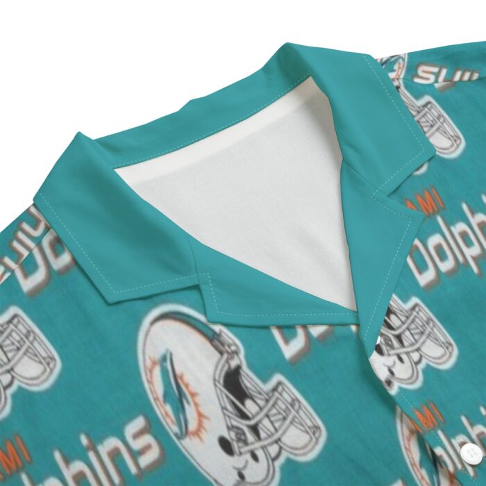 Miami Dolphins Zubaz All-Over Print Men's Hawaiian Rayon Shirt | 115GSM Rayon - Image 4