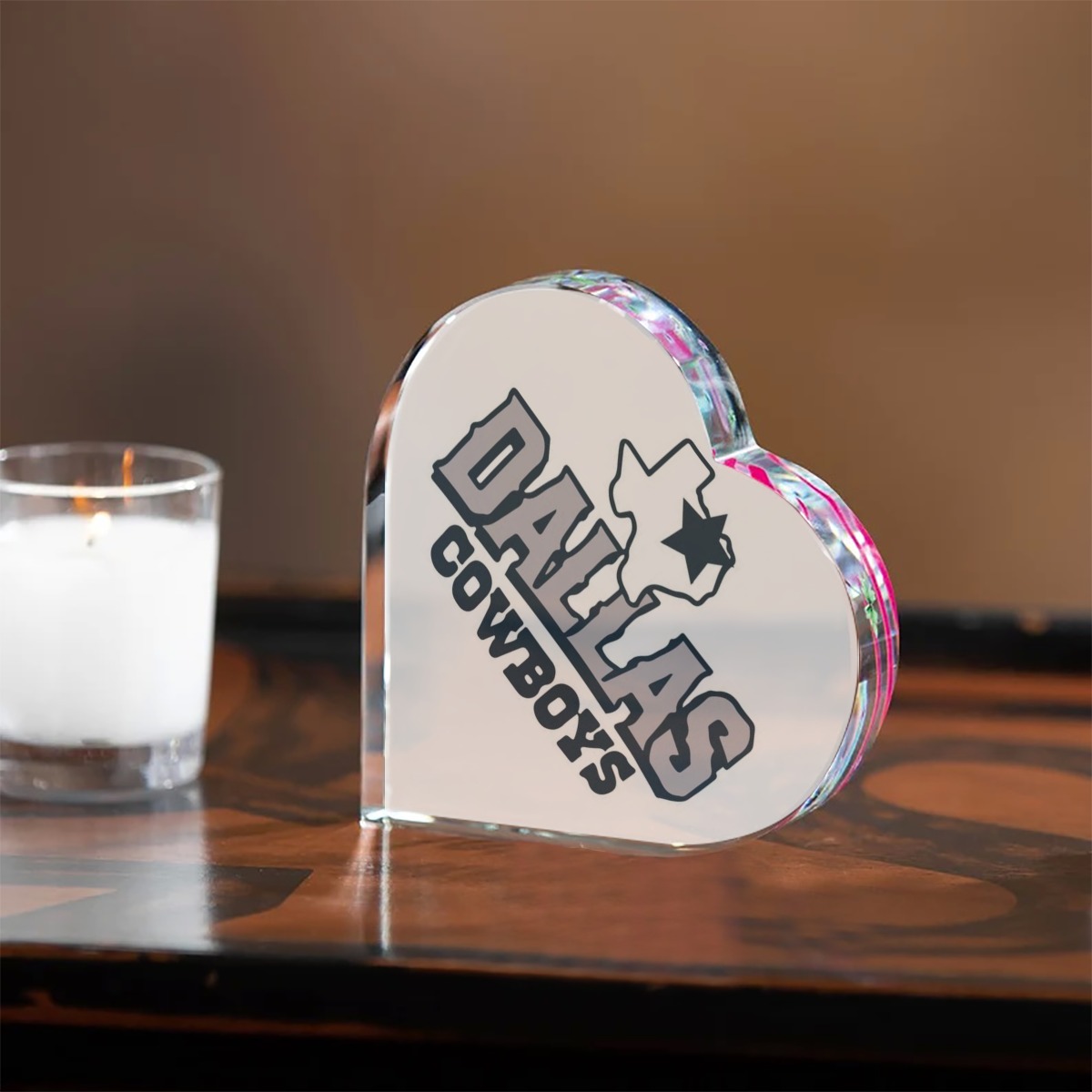 Dallas Cowboys Zubaz Heart Shaped Acrylic Desktop Ornament