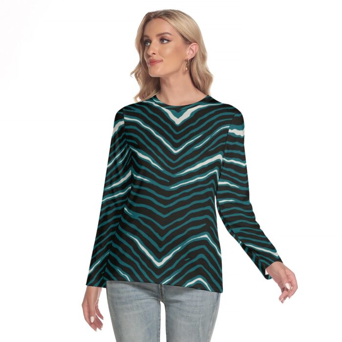 Philadelphia Eagles Zubaz All-Over Print Women's O-neck Long Sleeve T-shirt - Image 1
