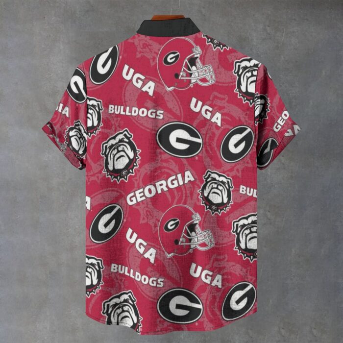 Georgia - Bulldogs red Men's Stand Collar Shirt|110GSM Imitation Flax - Image 2