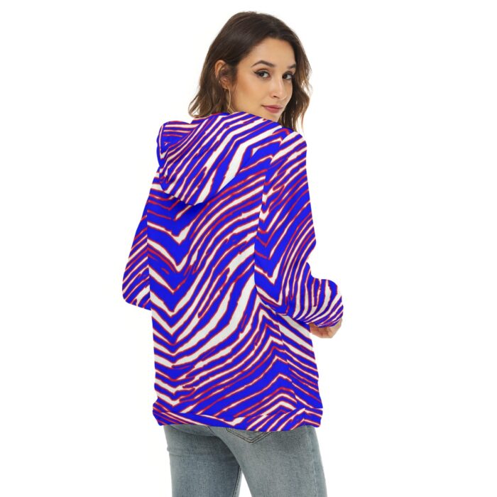 Buffalo Bills Zubaz All-Over Print Women's Borg Fleece Hoodie With Half Zip - Image 3