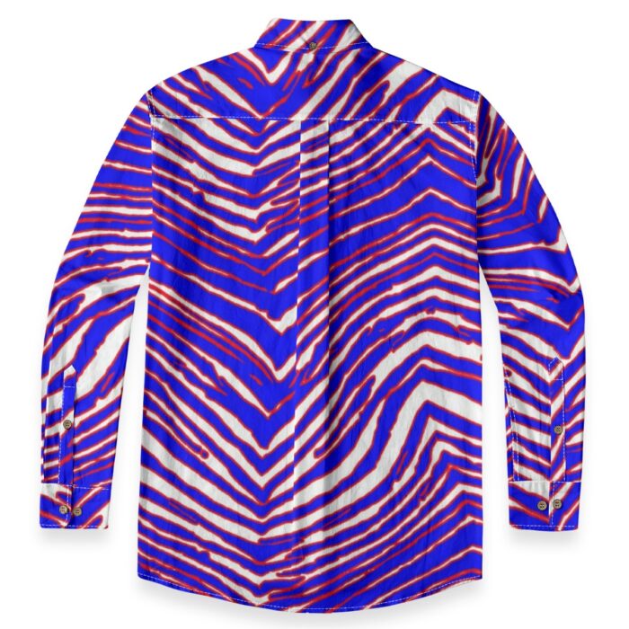 Buffalo Bills Zubaz All-Over Print Men's Casual Lapel Long Sleeve Shirt|125GSM Cotton - Image 6