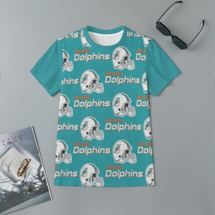 Miami Dolphins Zubaz All-Over Print Children's Short-Sleeve T-Shirt | 180GSM Cotton