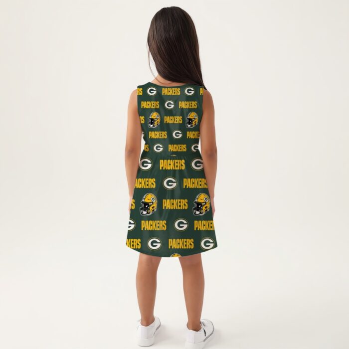 Green Bay Packers All-Over Print Girls Sleeveless A-Line Dress - Image 1