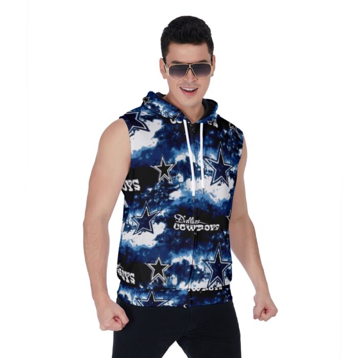 Dallas Cowboys Zubaz All-Over Print Men's Zipper-Up Sleeveless Hoodie - Image 3
