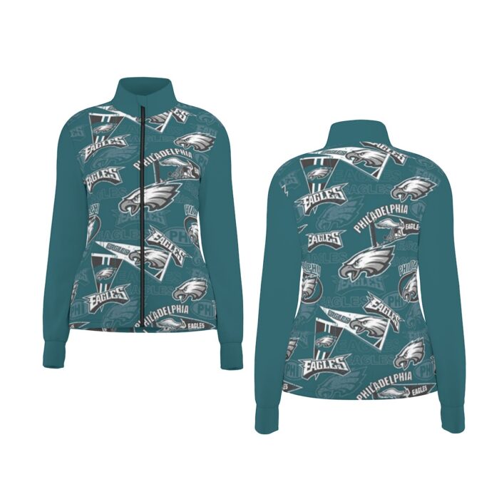 Philadelphia Eagles Zubaz All-Over Print Women's Long Sleeve Thumbhole Jacket - Image 2