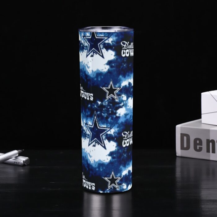 Dallas Cowboys Zubaz Skinny Tumbler Stainless Steel with Lids 30OZ - Image 3