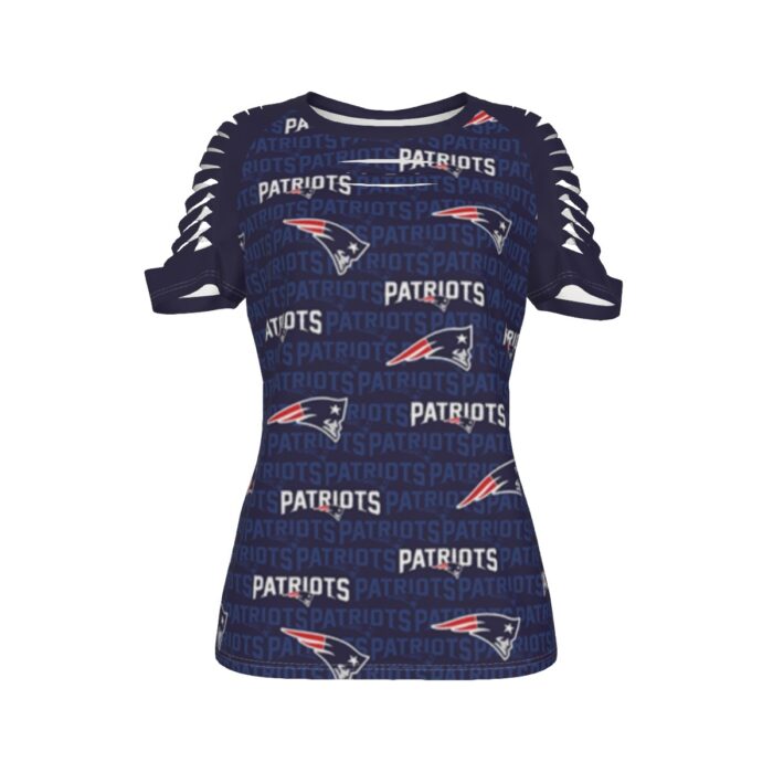 New England Patriots Zubaz All-Over Print Women's Ripped T-Shirt - Image 3