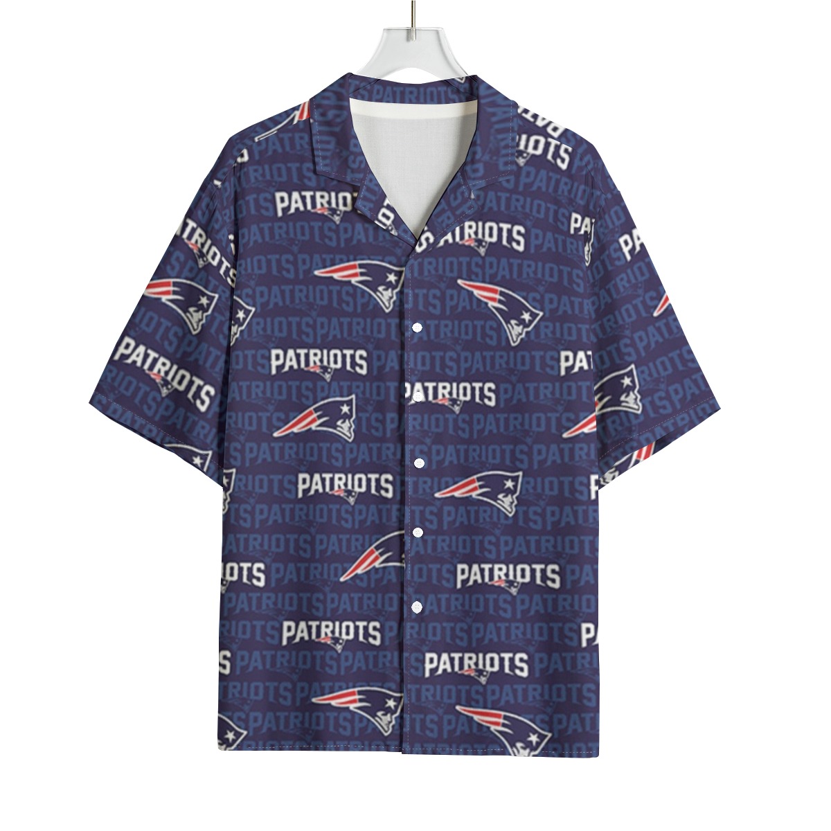New England Patriots Zubaz All-Over Print Men's Hawaiian Rayon Shirt | 115GSM Rayon - Image 3