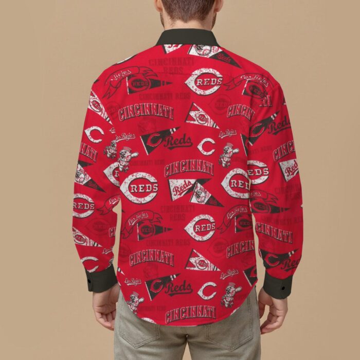 Cincinnati Reds Men's Slim Fit Long Sleeve Shirt - Image 2
