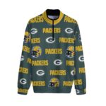 Green Bay Packers All-Over Print Men's Stand-up Collar Sweater With Zipper Closure - Image 4