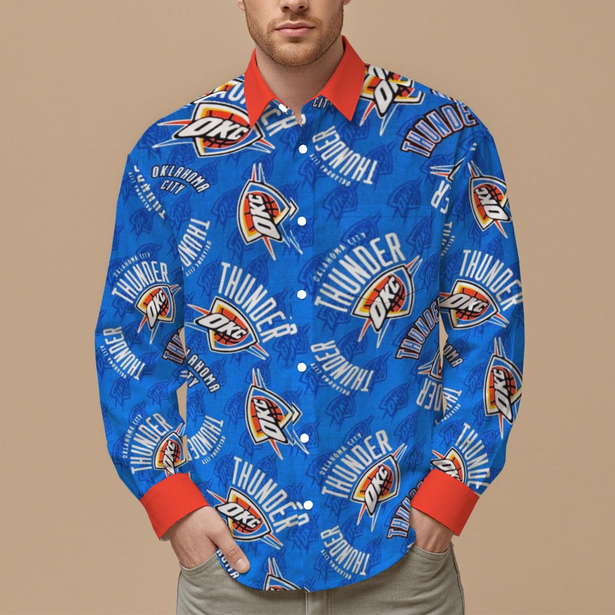 Oklahoma City Thunder Men's Slim Fit Long Sleeve Shirt