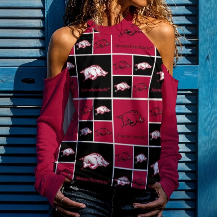 Arkansas - Razorbacks Women's Cold Shoulder Sweatirt - Image 1