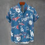 Los Angeles Dodgers Men's Stand Collar Shirt|110GSM Imitation Flax