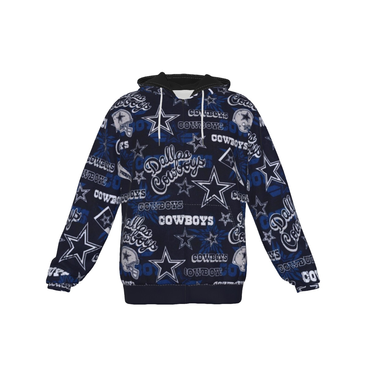 Dallas Cowboys Zubaz All-Over Print Men's Heavy Fleece Zip Up Hoodie