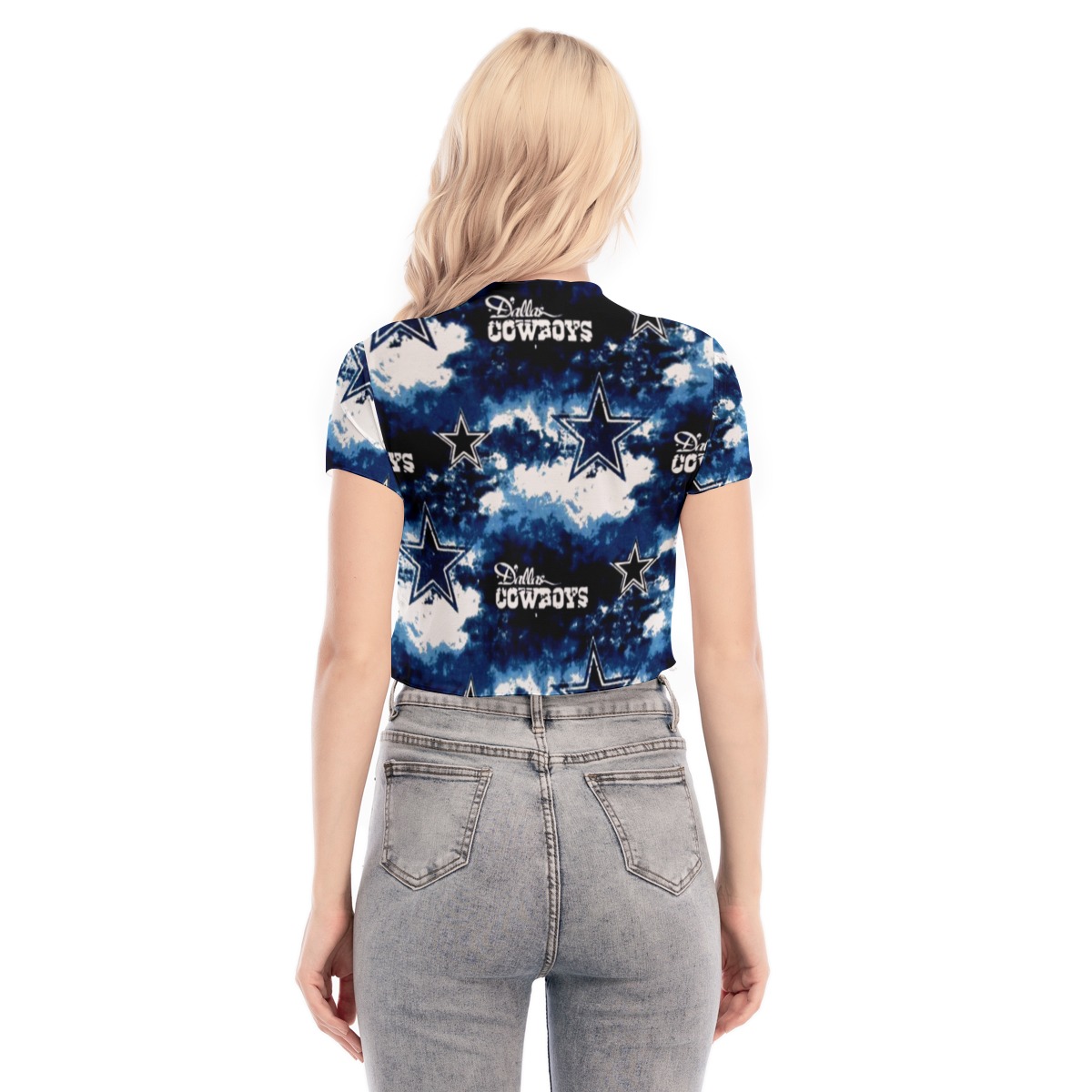Dallas Cowboys Zubaz All-Over Print Women's Short Sleeves Mesh Crop Top