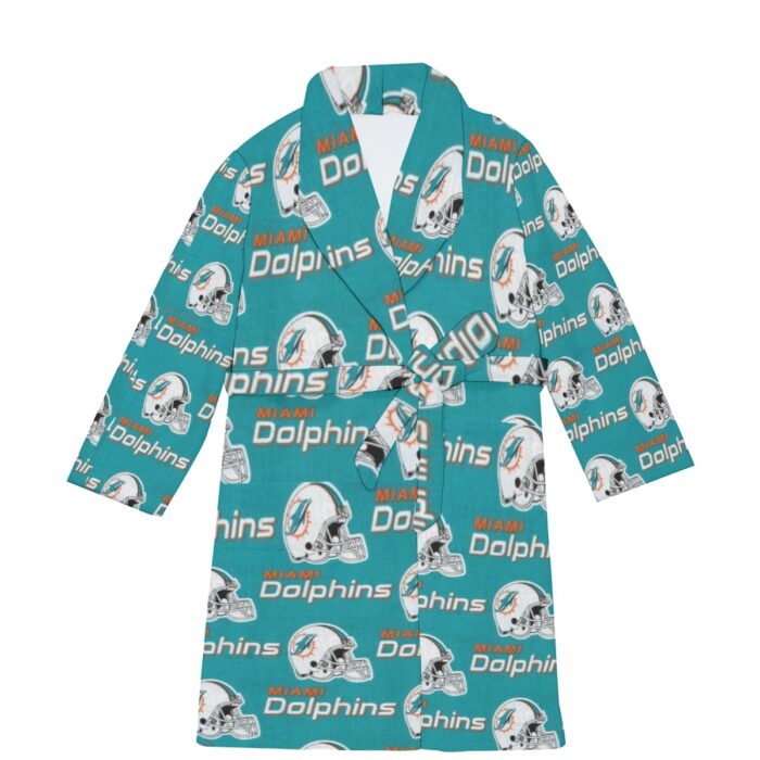Miami Dolphins Zubaz All-Over Print Men's Borg Fleece Robe - Image 1