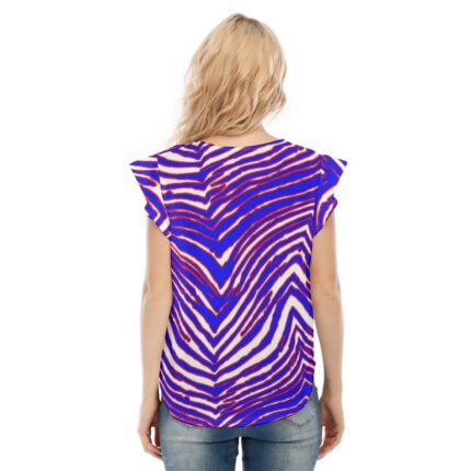 Buffalo Bills Zubaz All-Over Print Women's O-neck T-shirt With Ruffle Sleeves