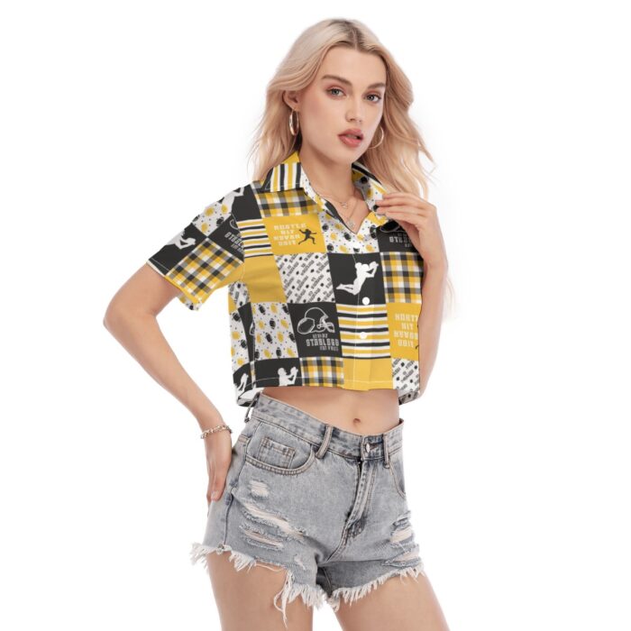 Pittsburgh Steelers Zubaz All-Over Print Women's Cropped Shirt - Image 1