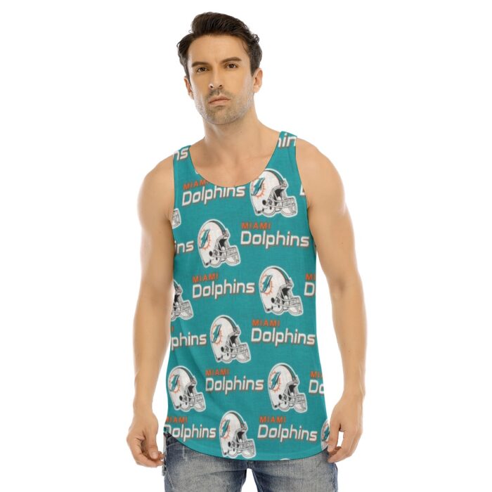 Miami Dolphins Zubaz All-Over Print Men's Curved Hem Long Tank Top - Image 2