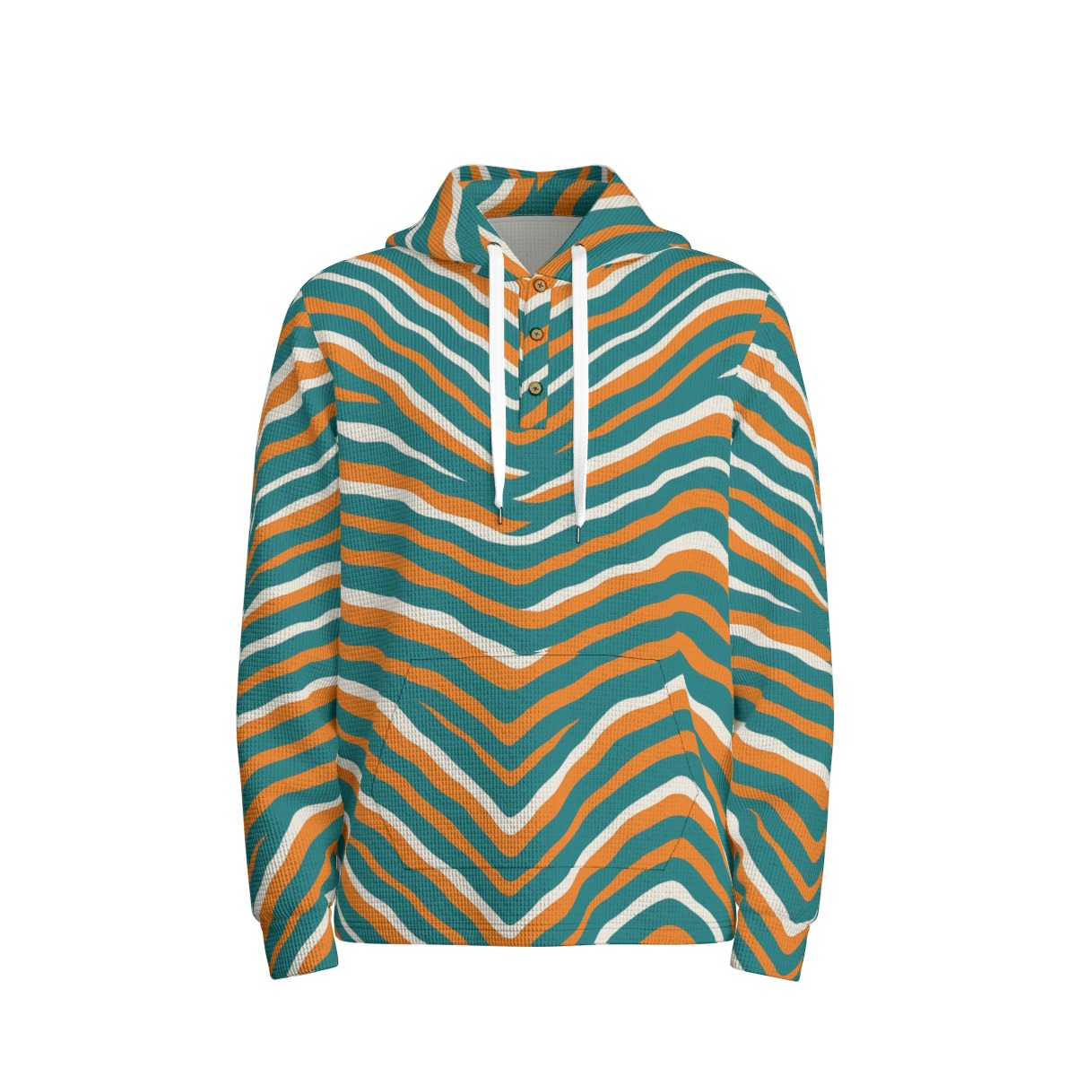 Miami Dolphins Zubaz All-Over Print Men's Half Button Hoodie - Image 3