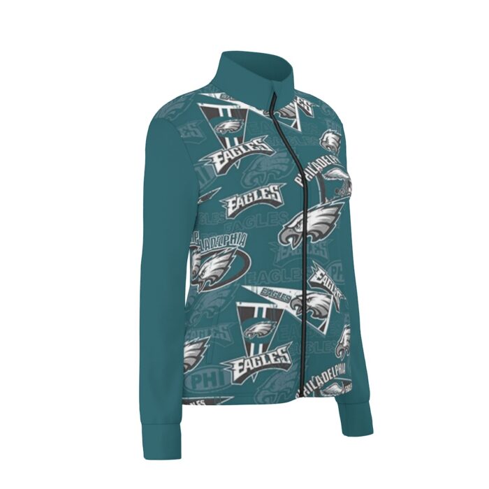 Philadelphia Eagles Zubaz All-Over Print Women's Long Sleeve Thumbhole Jacket - Image 3
