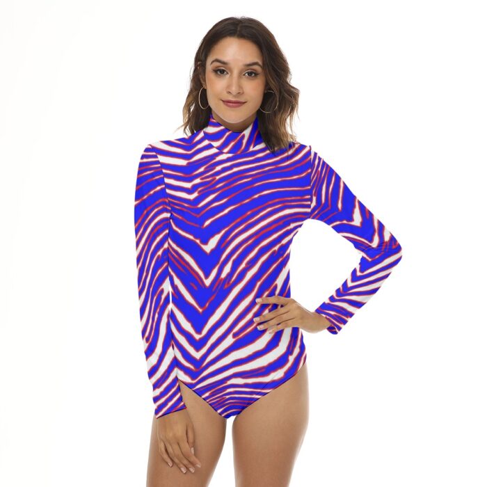Buffalo Bills Zubaz All-Over Print Women's Stretchy Turtleneck Long Sleeve Bodysuit - Image 1