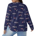 New England Patriots Zubaz All-Over Print Women's V-neck T-shirt With Curved Hem(Plus Size) - Image 2