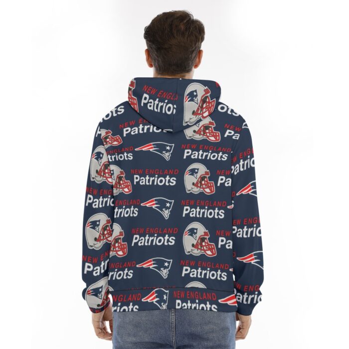 New England Patriots All-Over Print Men's Hoodie With Placket Double Zipper - Image 2
