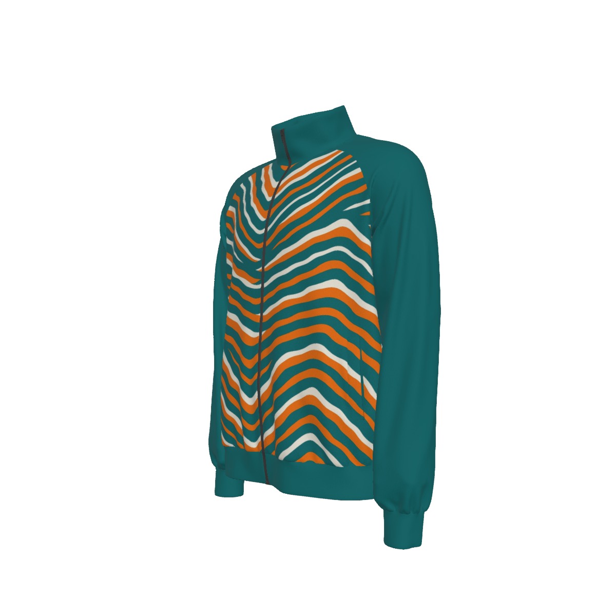 Miami Dolphins Zubaz All-Over Print Men's Raglan-Sleeve Stand Collar Jacket - Image 2