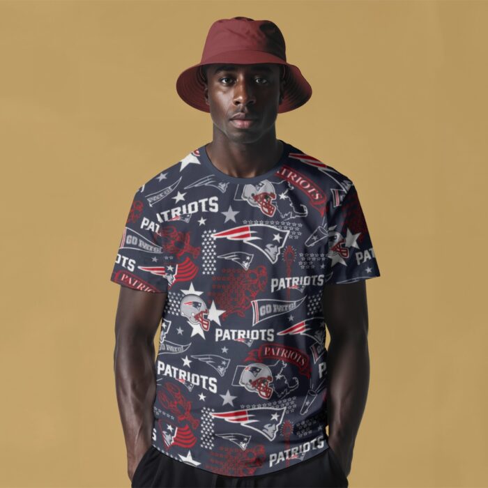New England Patriots Zubaz All-Over Print Men's O-Neck T-Shirt - Image 1