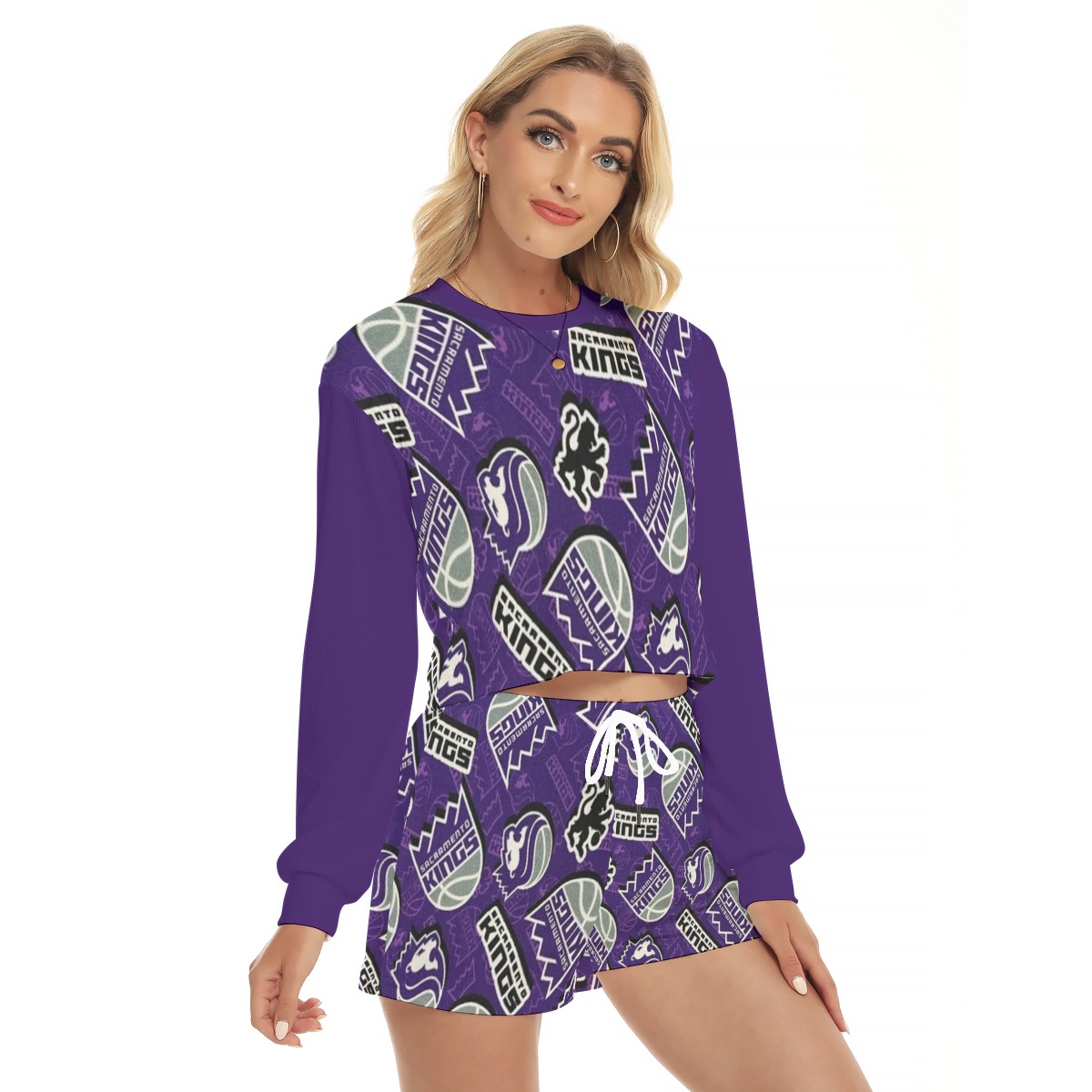 Sacramento Kings Women's Short Sweatshirt And Pants Suit - Image 3