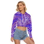 Buffalo Bills Zubaz All-Over Print Women's Crop Top Hoodie|Velvet - Image 3