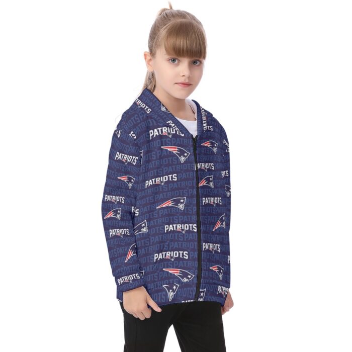 New England Patriots All-Over Print Kid's Heavy Fleece Zip Up Hoodie - Image 3