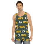 Green Bay Packers All-Over Print Men's Curved Hem Long Tank Top